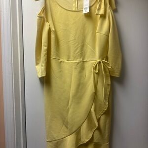 Elegant Yellow Cold Shoulder Dress